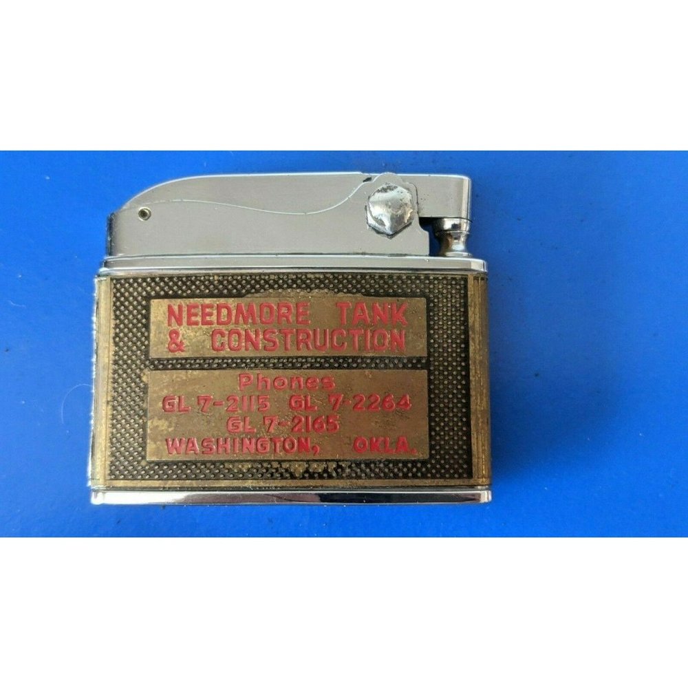 VINTAGE Japan DUNDEE ADVERTISING  LIGHTER Needmore Tank & Construction RARE!